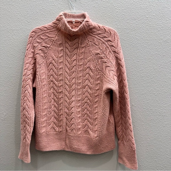 Reformation Women's Size XS Pink Turtleneck Sweater Baby Alpaca Cable Knit - Picture 1 of 4
